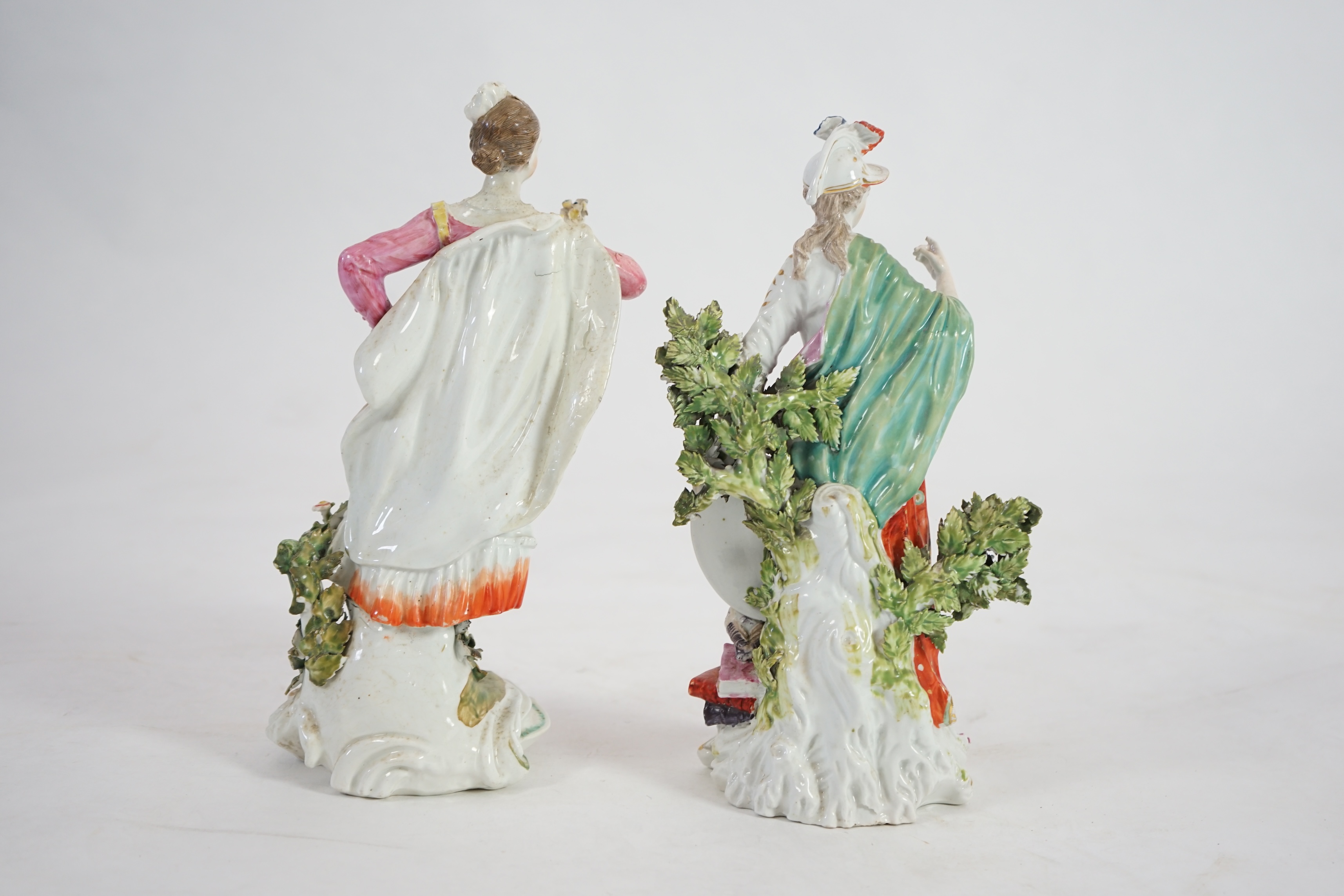 Two large Derby figures; Minerva and Lady with posy of flowers, c.1765-75